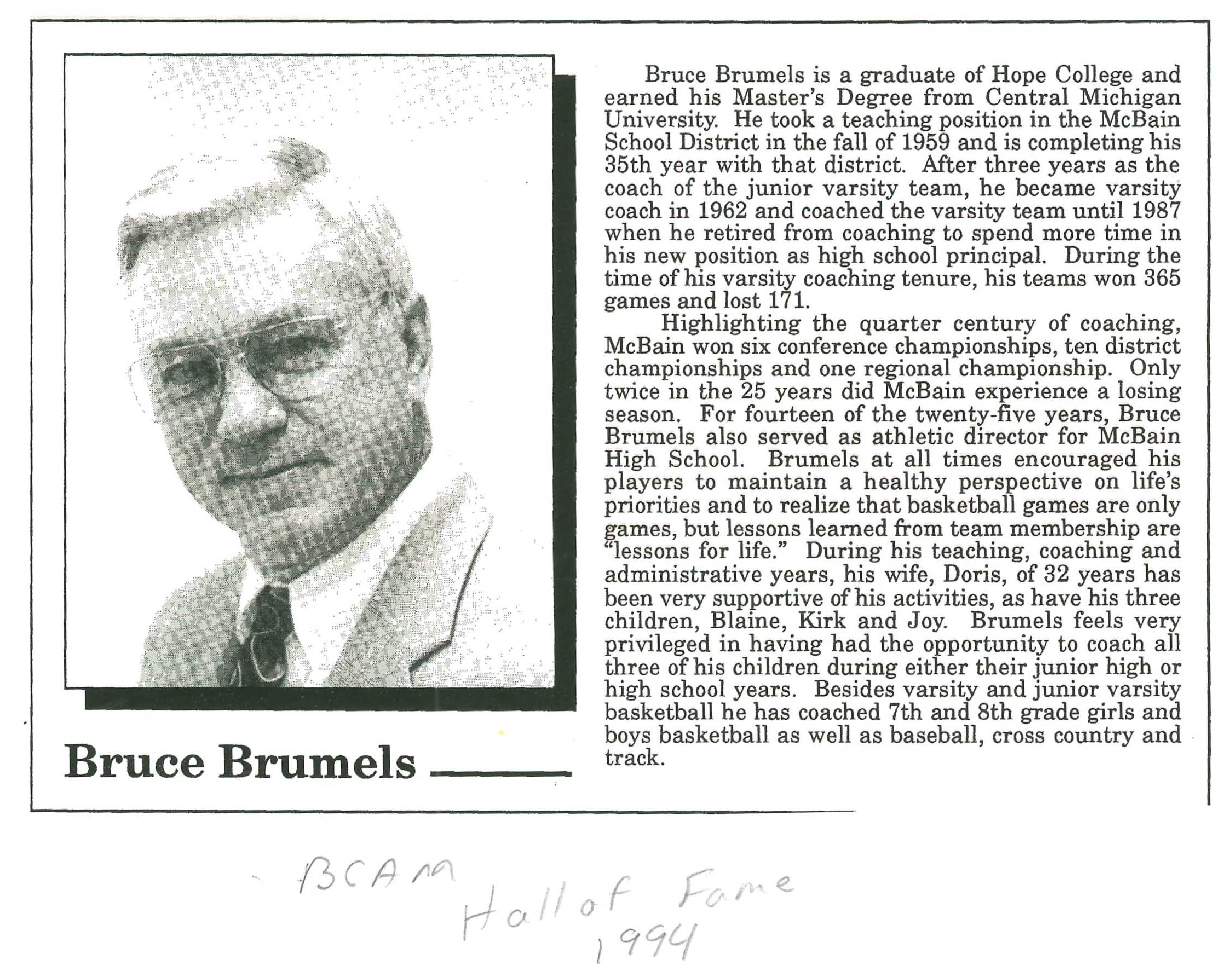 Bruce Brumels background