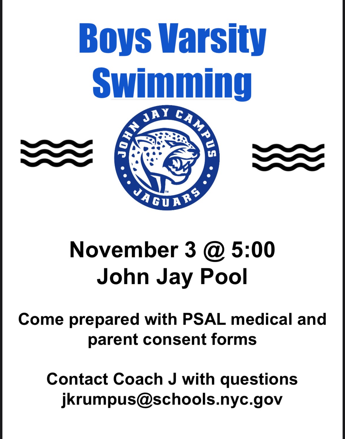 Boys Varsity Swim Try Outs